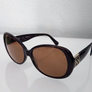 Coach S2026 Woman Sunglasses Tortoise Brown Round Wrap Frame Signature Gold C